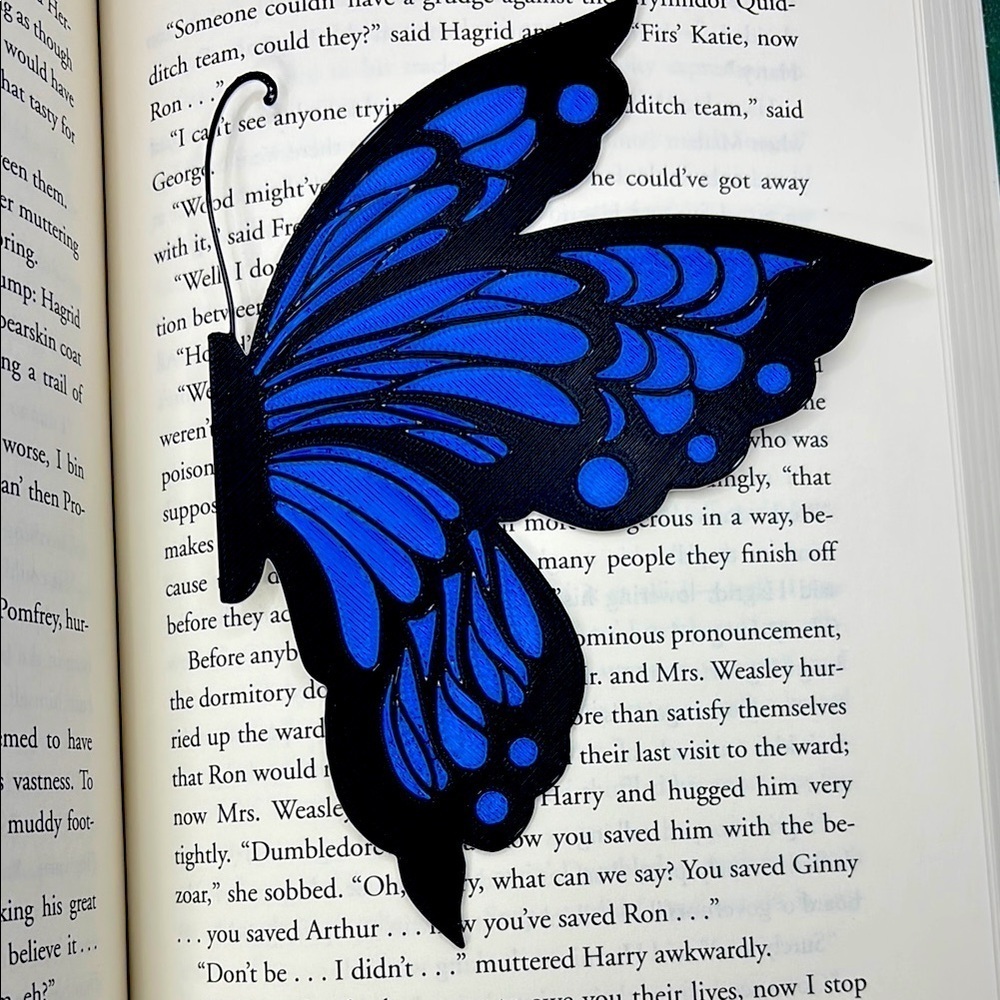 Blue and Black Butterfly 3D Printed Bookmark